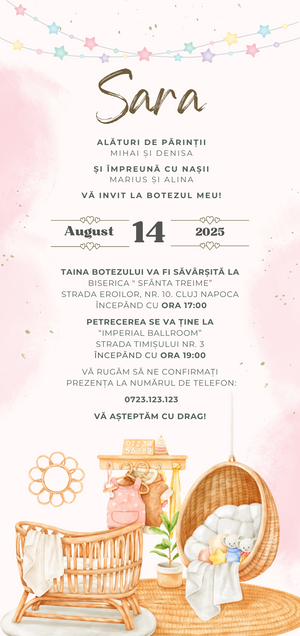 Invitatie Botez, Digitala, Baby Star