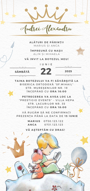 Invitatie Botez, Digitala, Micutul Print