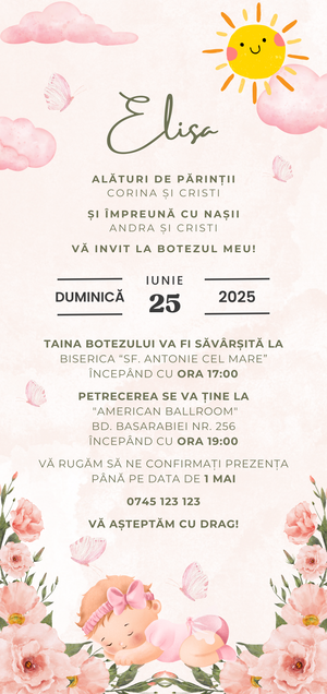 Invitatie Botez, Digitala, Sweet Dreams