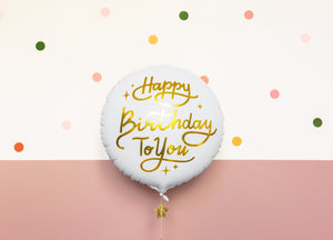 Balon Din Folie Happy Birthday To You, 35Cm, Alb