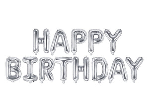 Balon Din Folie Happy Birthday, 340X35Cm, Argintiu