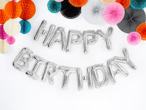 Balon Din Folie Happy Birthday, 340X35Cm, Argintiu
