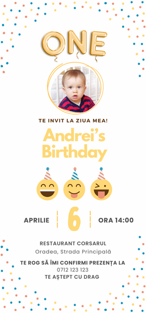 Invitatie Zi De Nastere, Digitala, Emoji