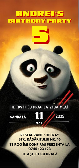 Invitatie Zi de Nastere, Digitala, Ursul Panda