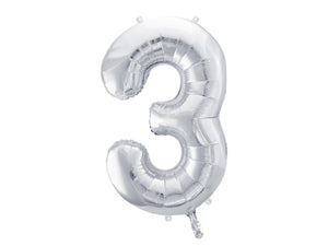 Balon Din Folie Cifra ''3'', 86Cm, Argintiu