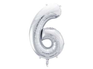 Balon Din Folie Cifra ''6'', 86Cm, Argintiu