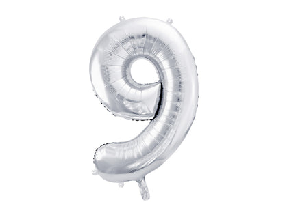 Balon Din Folie Cifra ''9'', 86Cm, Argintiu