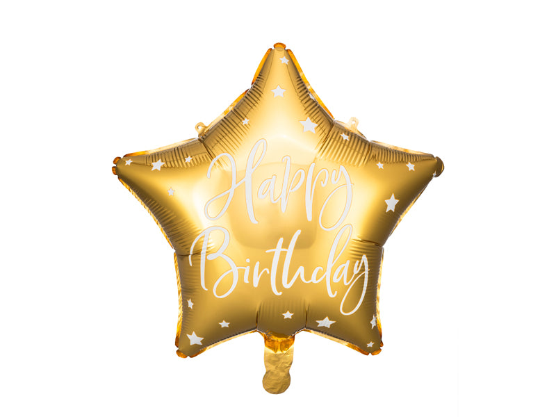 Balon Din Folie Happy Birthday, 40Cm, Auriu