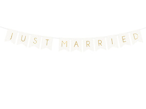 Banner Just Married, Alb, 15 X 155 Cm