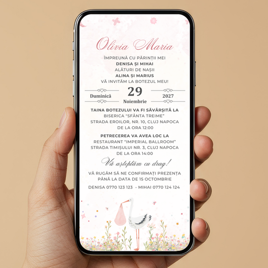 Cum trimiți invitația de botez pe WhatsApp: text, RSVP online și confirmarea invitaților