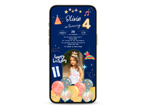 Invitatie Zi De Nastere Animata, Party Girl-BalloonEvents.ro