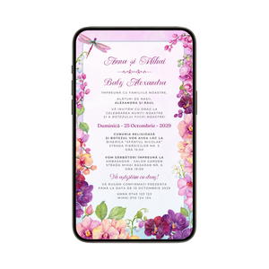 Invitatie 2 In 1 Nunta-Botez Explosion of Colors, Format Digitala-BalloonEvents.ro