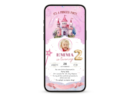 Invitatie Zi De Nastere Animata, Princess Party-BalloonEvents.ro