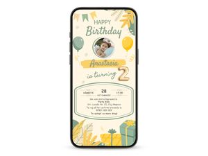 Invitatie Zi De Nastere Animata, Retro Style Girl-BalloonEvents.ro