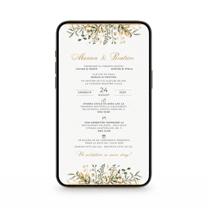 Invitatie Cununie Civila Gold Moments, Format Digital-BalloonEvents.ro