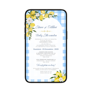 Invitatie 2 In 1 Nunta-Botez Lemon and Beauty, Format Digitala-BalloonEvents.ro