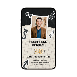 Invitatie Zi De Nastere Scrapbook, Format Digital-BalloonEvents.ro