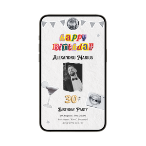 Invitatie Zi De Nastere Silver, Format Digital-BalloonEvents.ro