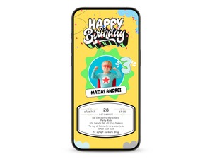 Invitatie Zi De Nastere Animata, Super Hero-BalloonEvents.ro