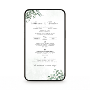 Invitatie Cununie Civila Greenery, Format Digital-BalloonEvents.ro