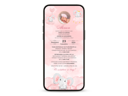 Invitatie Botez Animata GIF, My Baby Elephant