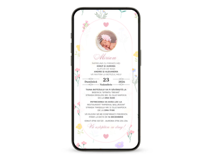 Invitatie Botez Animata GIF, My Baby Flower