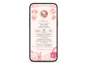 Invitatie Botez Animata GIF, Pink Baby World