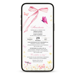 Invitatie Botez Fluturasi si Fundita, Format Digital