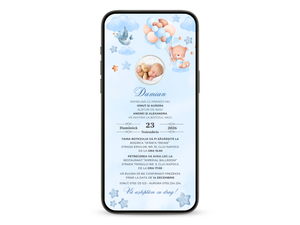 Invitatie Botez Animata GIF, Balloon Bouquet Boy