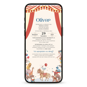 Invitatie Botez Happy Circus, Format Digital