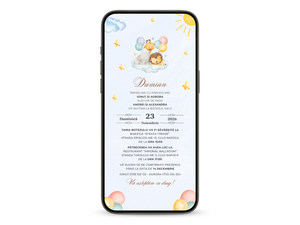 Invitatie Botez Animata GIF, Balloon Friends
