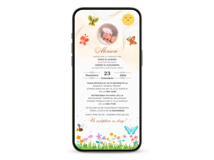 Invitatie Botez Animata GIF, Butterfly Sunshine