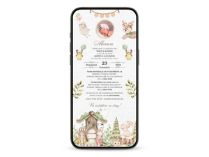 Invitatie Botez Animata GIF, Forest Friends