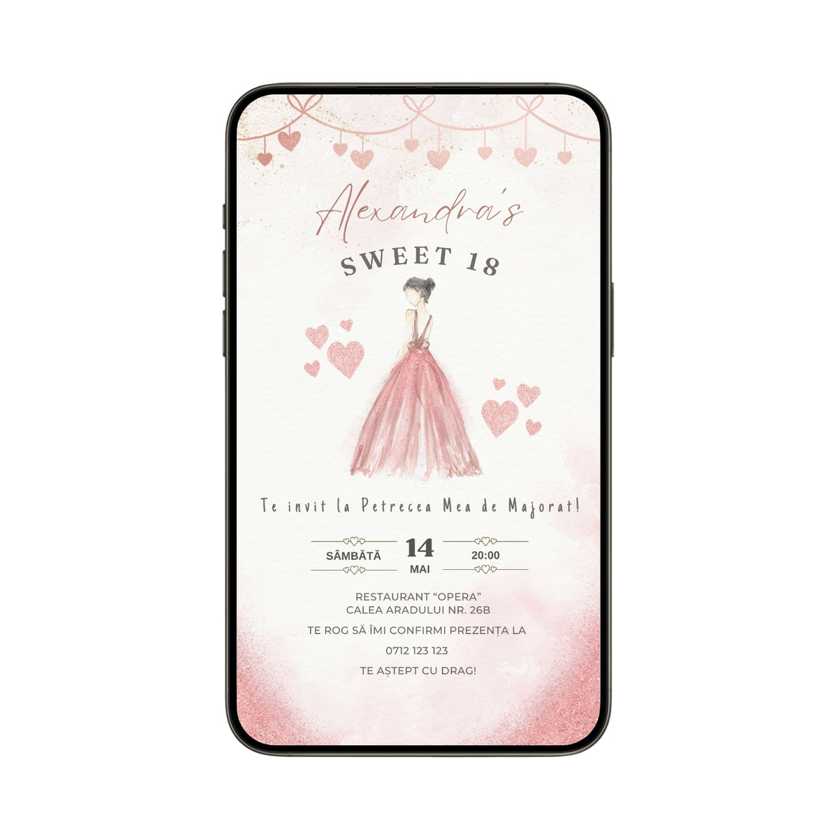 Invitatie Majorat Princess, Format Digital-BalloonEvents.ro