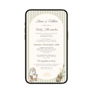 Invitatie 2 In 1 Nunta-Botez 1970 Old Times, Format Digitala-BalloonEvents.ro