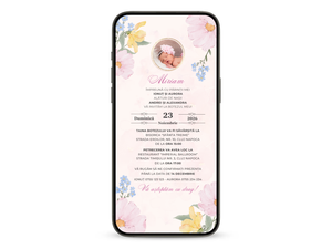 Invitatie Botez Animata GIF, Baby Flower