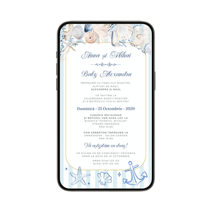 Invitatie 2 In 1 Nunta-Botez Under the Sea, Format Digitala-BalloonEvents.ro