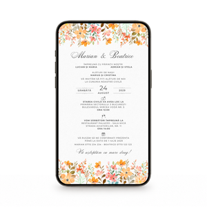 Invitatie Cununie Civila Multicolor Flowers, Format Digital-BalloonEvents.ro