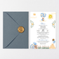Invitatie Botez Baby Toys, Hartie Texturata, Plic Cartonat si Sigiliu Ceara Inclus
