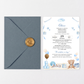 Invitatie Botez Balloon Ursuletul Jucaus, Hartie Texturata, Plic Cartonat si Sigiliu Ceara Inclus
