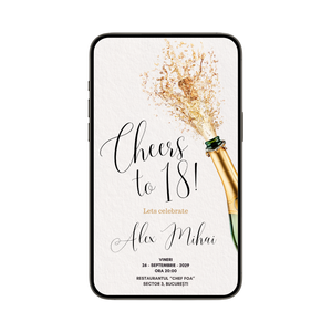 Invitatie Majorat Cheers To The 18, Format Digital-BalloonEvents.ro