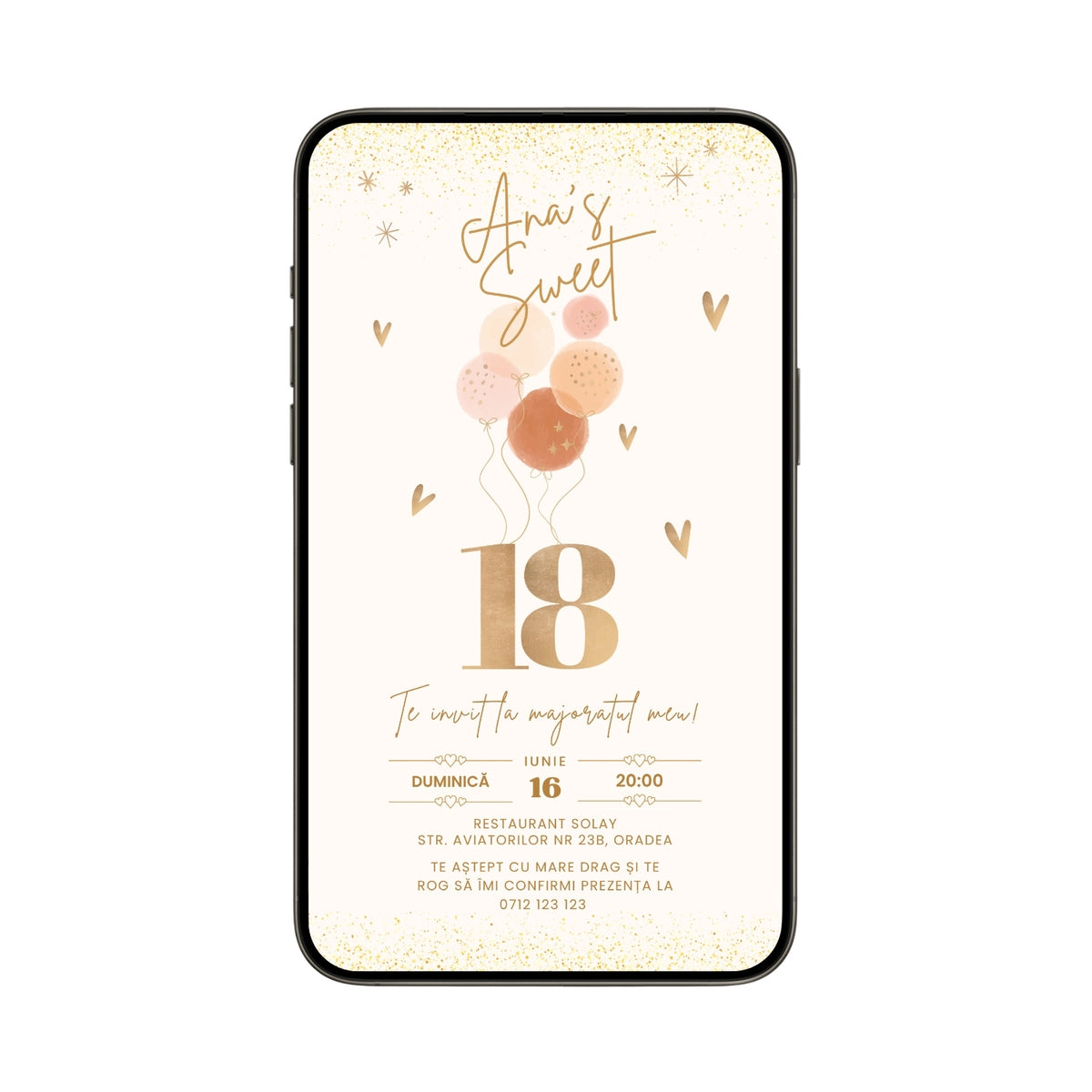 Invitatie Majorat Sweet, Format Digital-BalloonEvents.ro