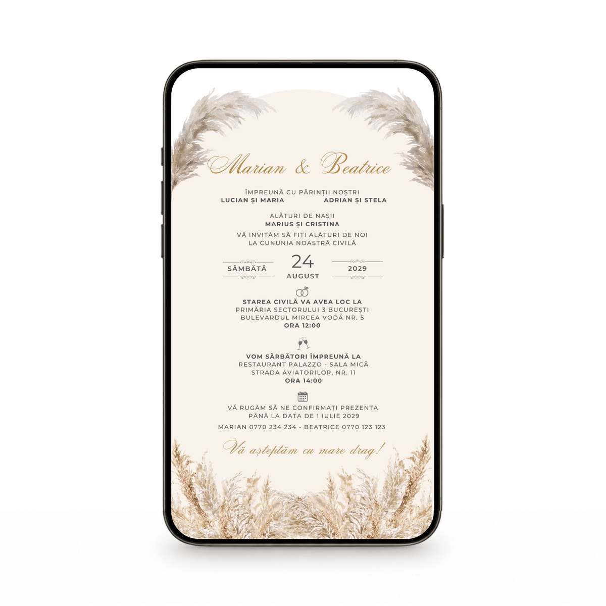Invitatie Cununie Civila Precious Day, Format Digital-BalloonEvents.ro