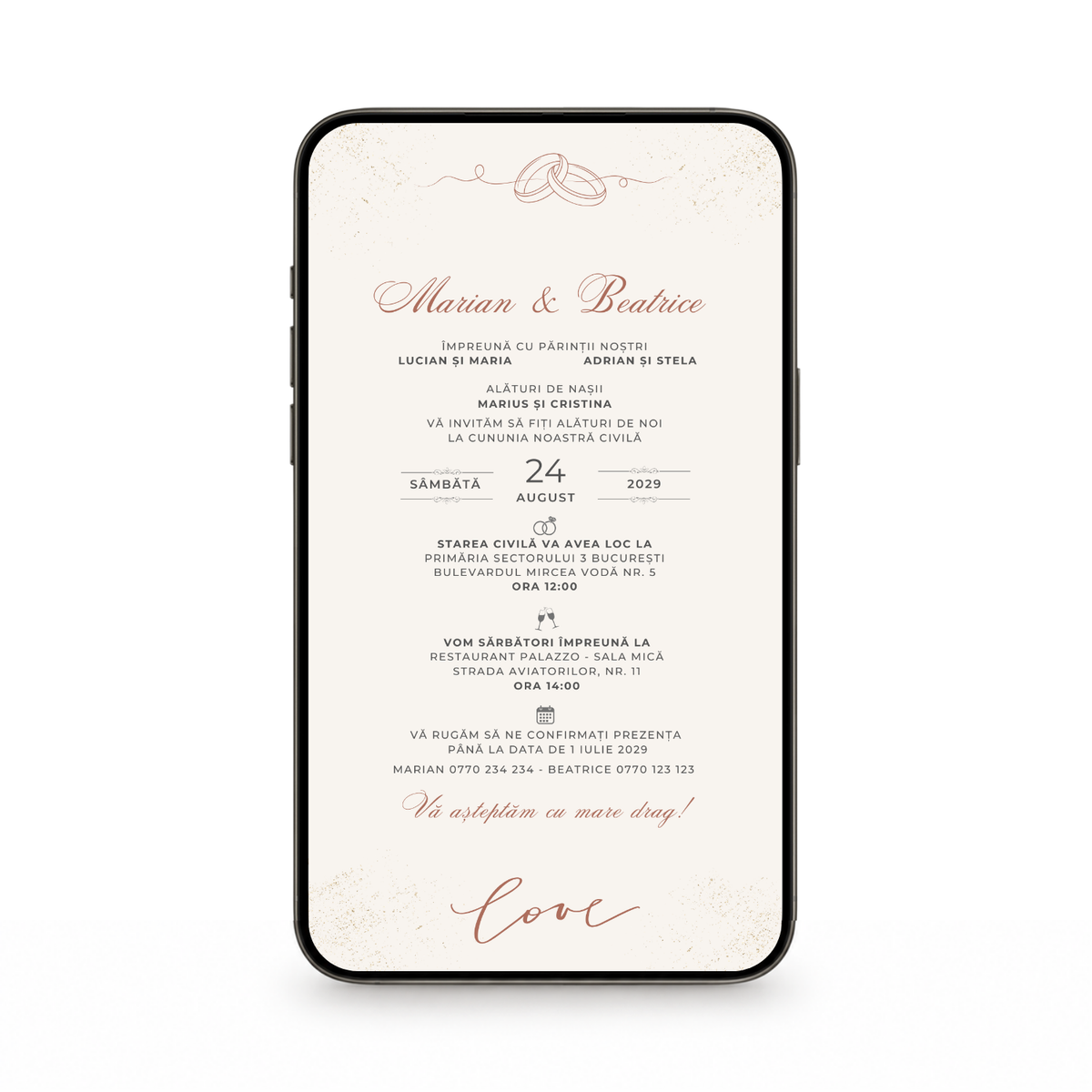 Invitatie Cununie Civila Rings Minimalist, Format Digital-BalloonEvents.ro