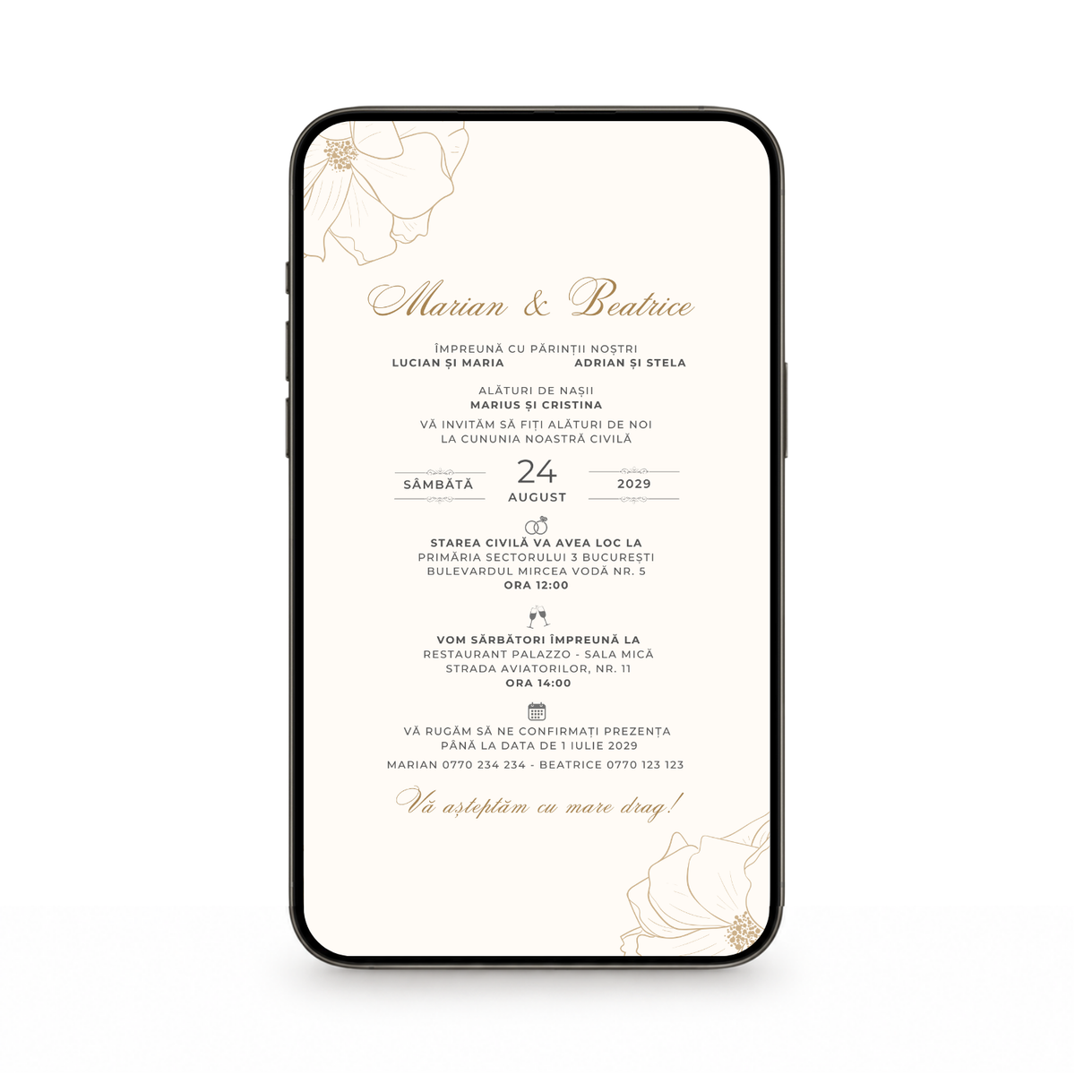 Invitatie Cununie Civila Special Moments, Format Digital-BalloonEvents.ro