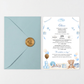 Invitatie Botez Balloon Ursuletul Jucaus, Hartie Texturata, Plic Cartonat si Sigiliu Ceara Inclus