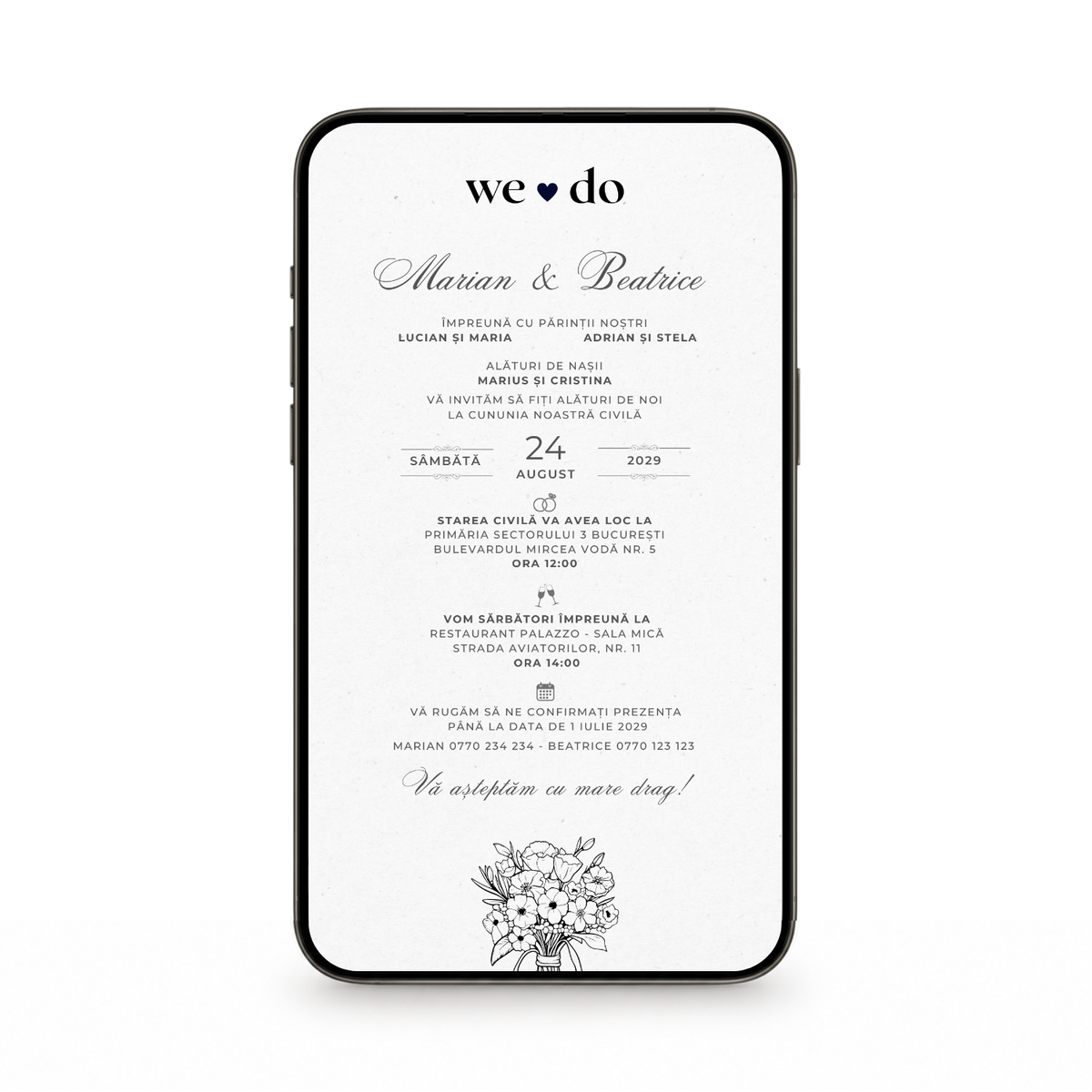 Invitatie Cununie Civila We Do, Format Digital-BalloonEvents.ro