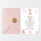 Invitatie Botez My Baby Girl, Hartie Texturata, Plic Cartonat si Sigiliu Ceara Inclus