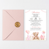 Invitatie Botez Ursuletul Jucaus, Hartie Texturata, Plic Cartonat si Sigiliu Ceara Inclus