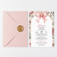 Invitatie Botez Azur, Hartie Texturata, Plic Cartonat si Sigiliu Ceara Inclus